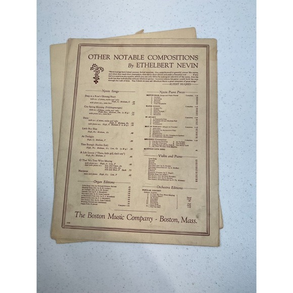 Vintage The Rosary By Ethelbert Nevin Words by Robert Cameron Sheet Music - Picture 3 of 3